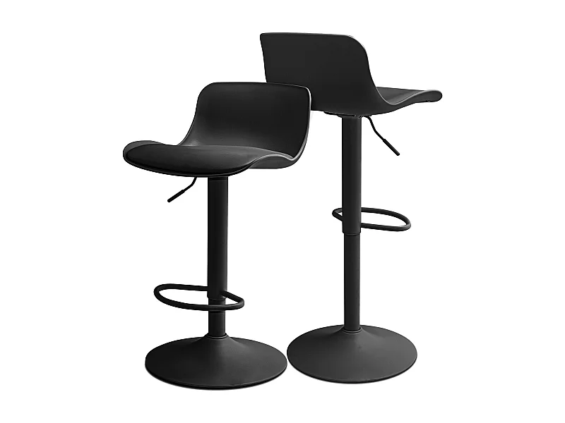 Amsterdam - Conjunto de 2 bancos de bar ajustáveis - preto