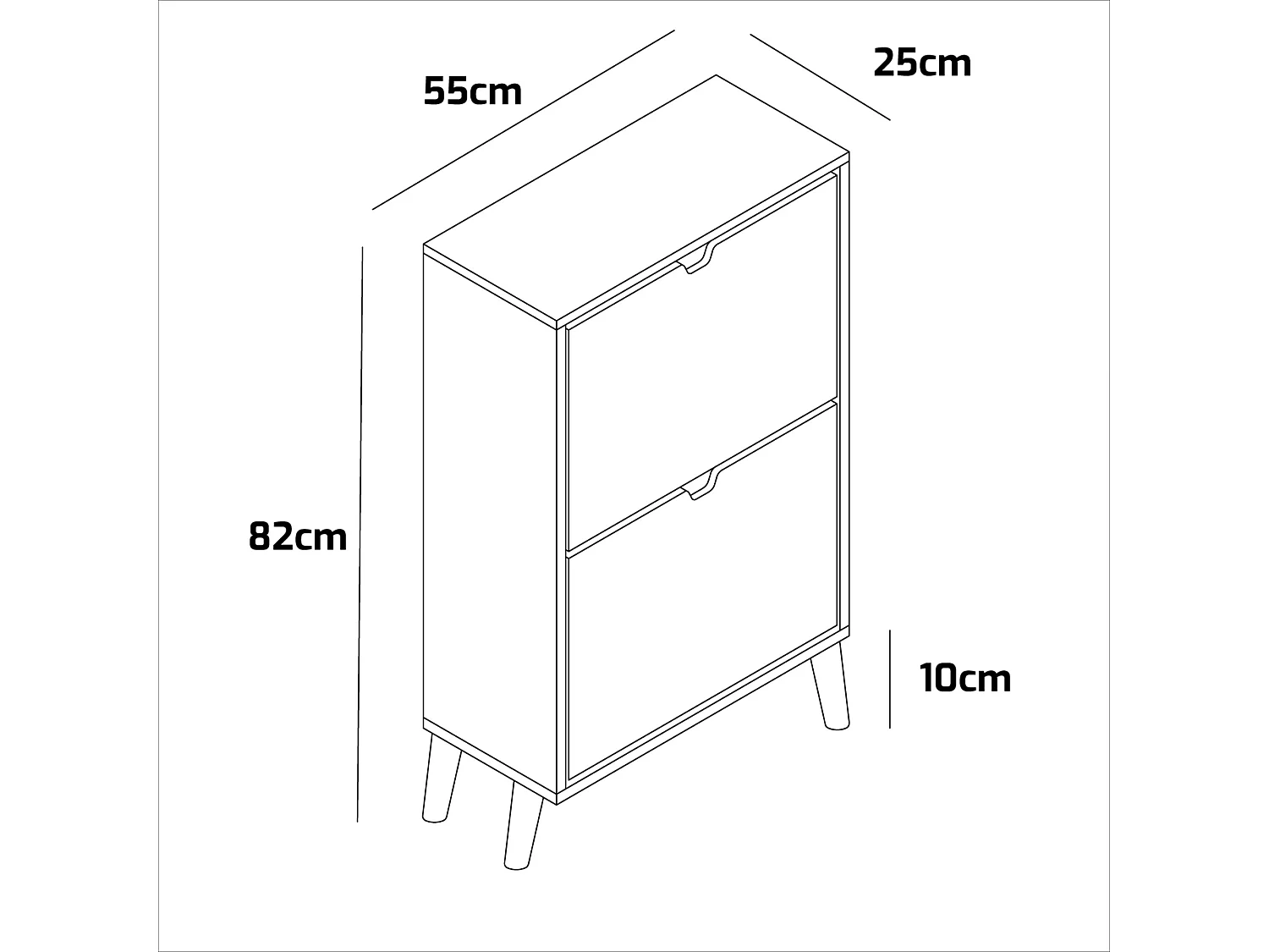 Emma - Zapatero Ahorraespacio 2 Puertas 55x82x25 cm 12 Pares en Madera Blanca