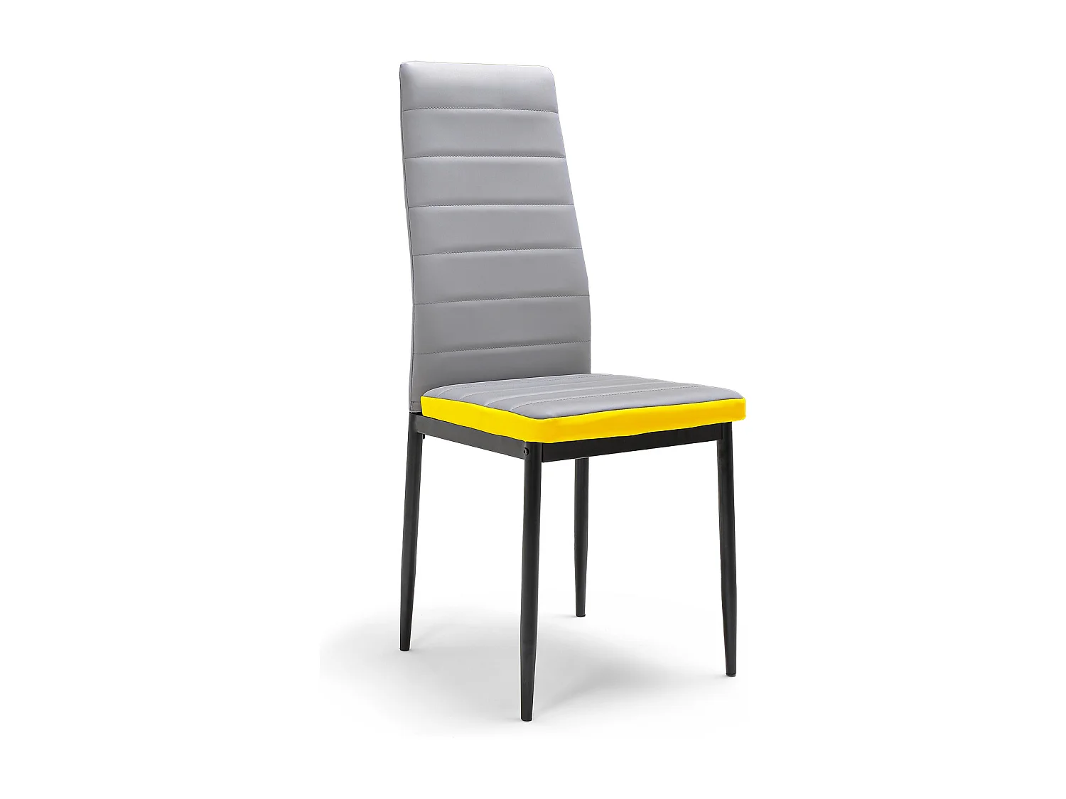 ATENE - Conjunto de 6 cadeiras em leterette, estilo moderno, cinza e amarelo