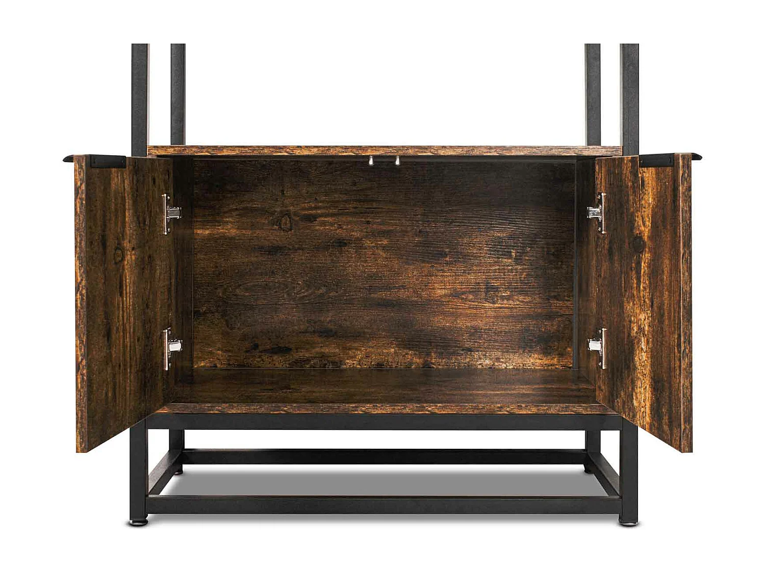 Edo - Prateleira estilo industrial com 3 compartimentos abertos e 2 portas, 76x33xH163 cm