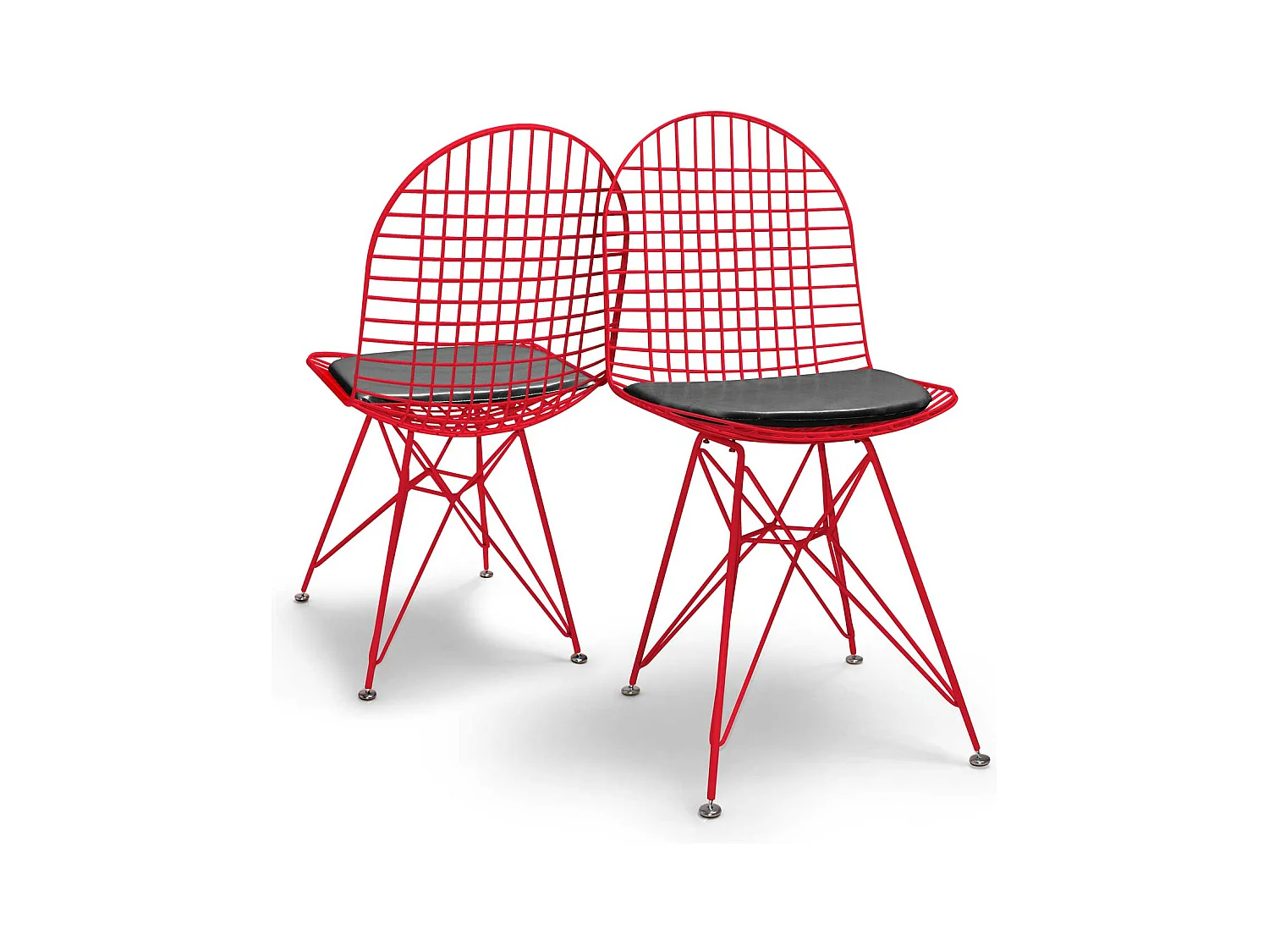 Copenhagen - Ensemble de 2 chaises en métal au design industriel. Ensemble de 2 chaises à manger, bureau, studio. Couleur Rouge