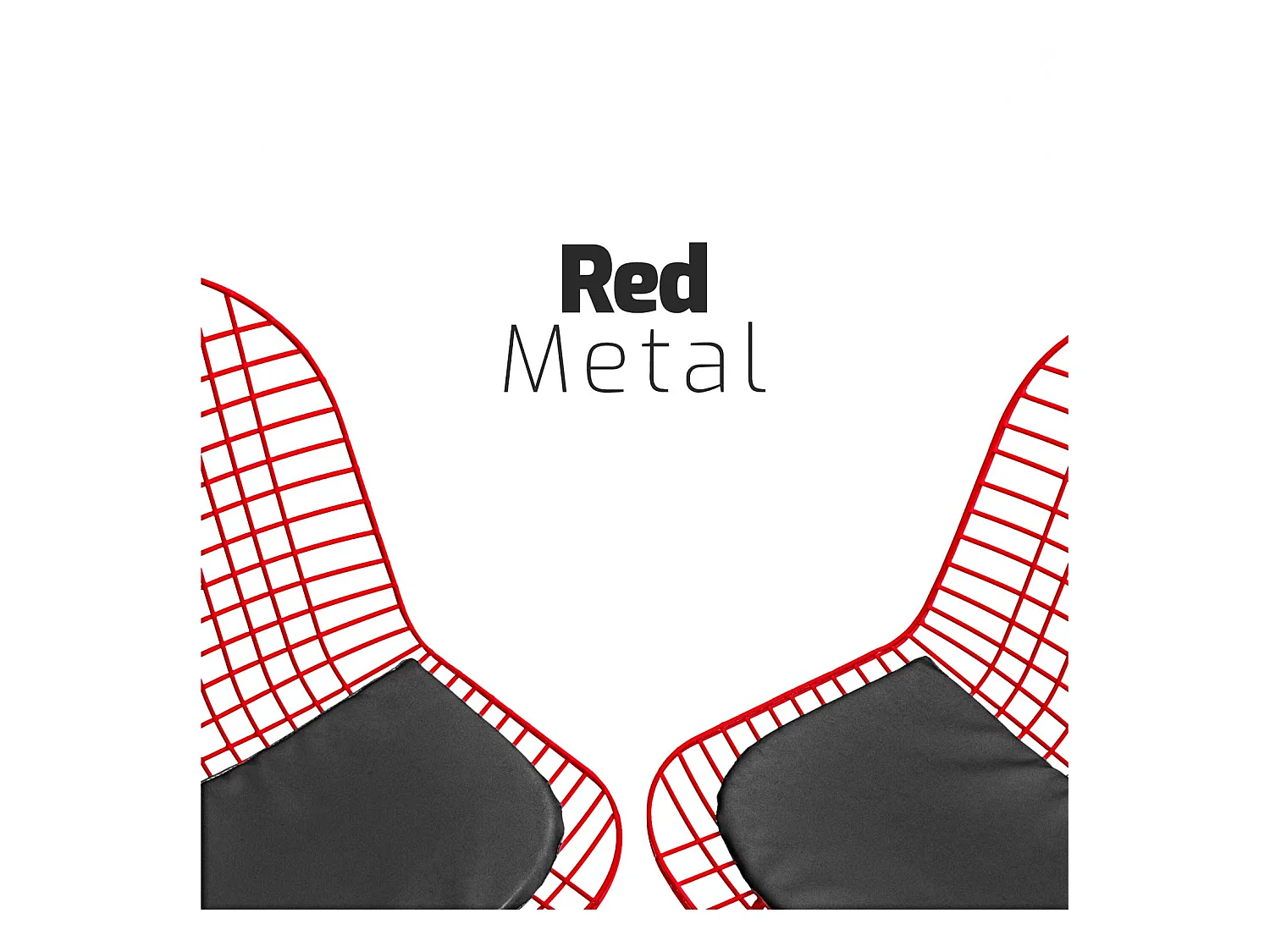 Copenhagen - Ensemble de 2 chaises en métal au design industriel. Ensemble de 2 chaises à manger, bureau, studio. Couleur Rouge