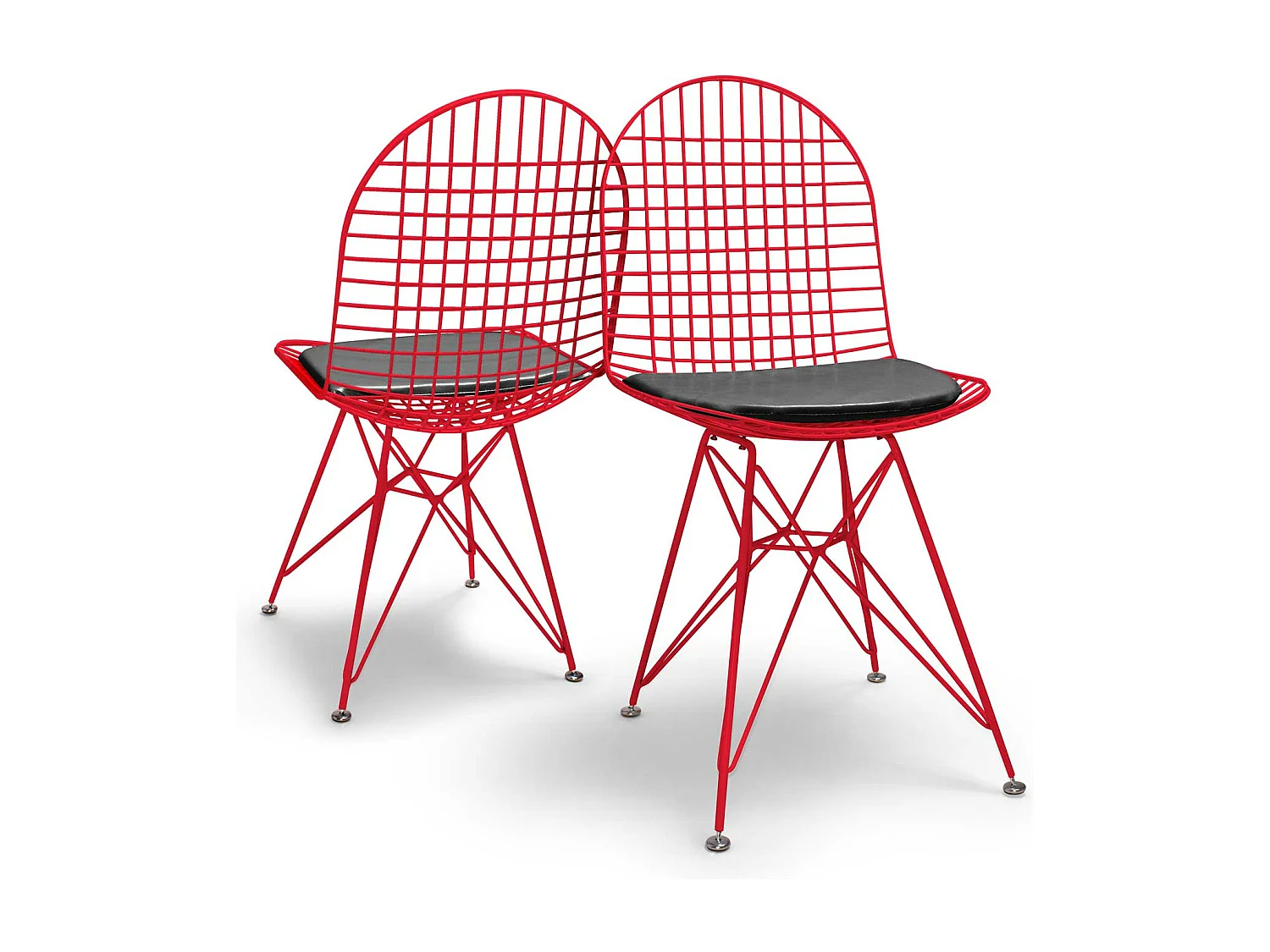 Copenhagen - Ensemble de 2 chaises en métal au design industriel. Ensemble de 2 chaises à manger, bureau, studio. Couleur Rouge