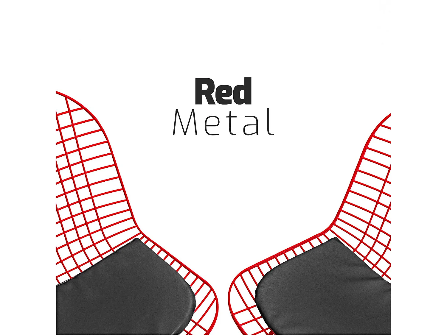 Copenhagen - Ensemble de 2 chaises en métal au design industriel. Ensemble de 2 chaises à manger, bureau, studio. Couleur Rouge