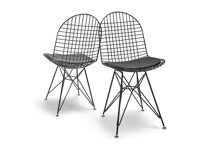 Copenhagen - Conjunto de 2 cadeiras de metal com design industrial. Conjunto de 2 cadeiras de jantar, escritório, estudo. Cor Preto ou Branco