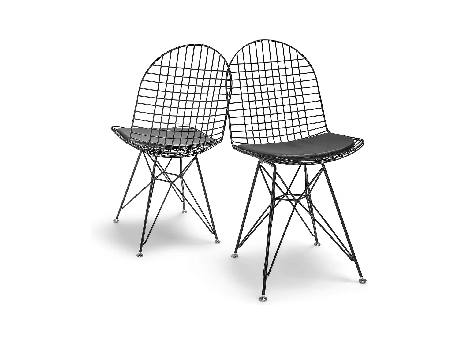 Copenhagen - Ensemble de 2 chaises en métal au design industriel. Ensemble de 2 chaises à manger, bureau, studio. Couleur noire ou blanche
