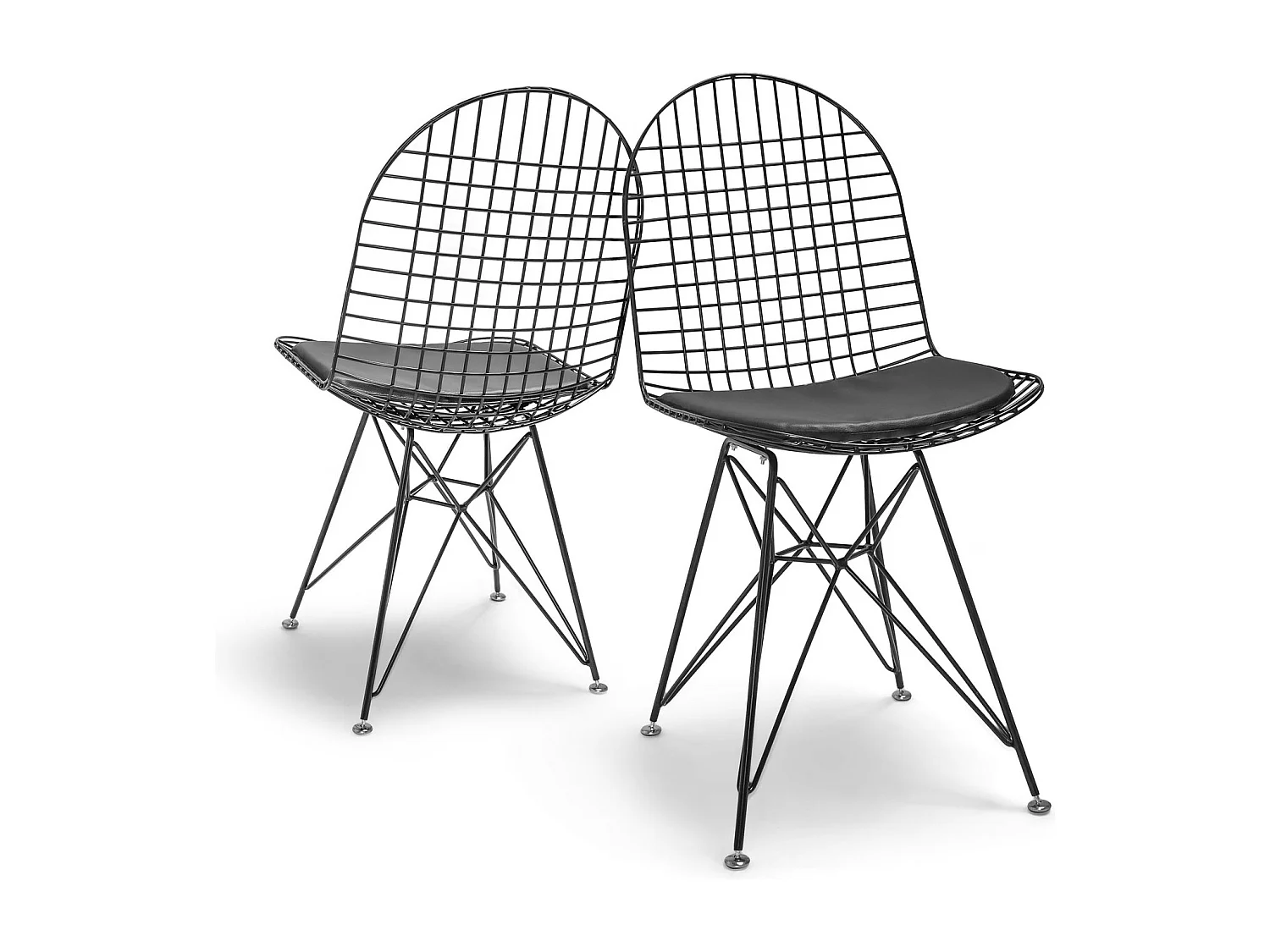 Copenhagen - Conjunto de 2 cadeiras de metal com design industrial. Conjunto de 2 cadeiras de jantar, escritório, estudo. Cor Preto ou Branco