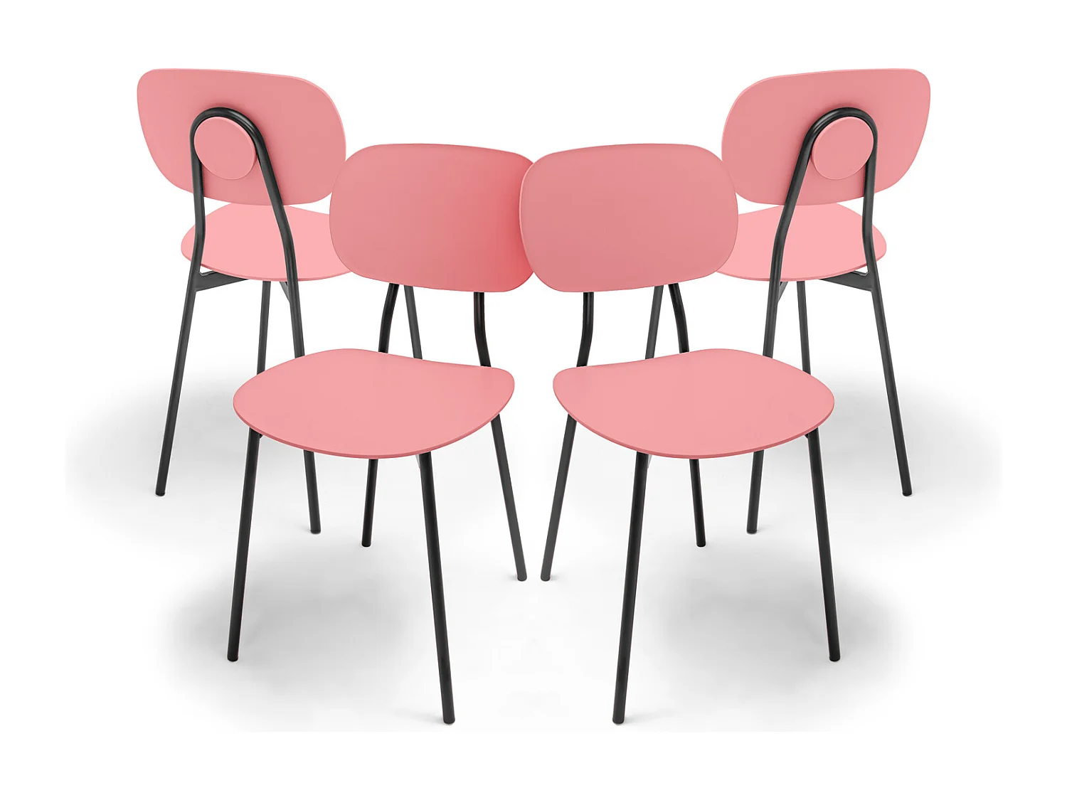 Fabriano - Juego de 4 sillas de diseño en metalo y PP, estilo moderno, color elegante - color rosa