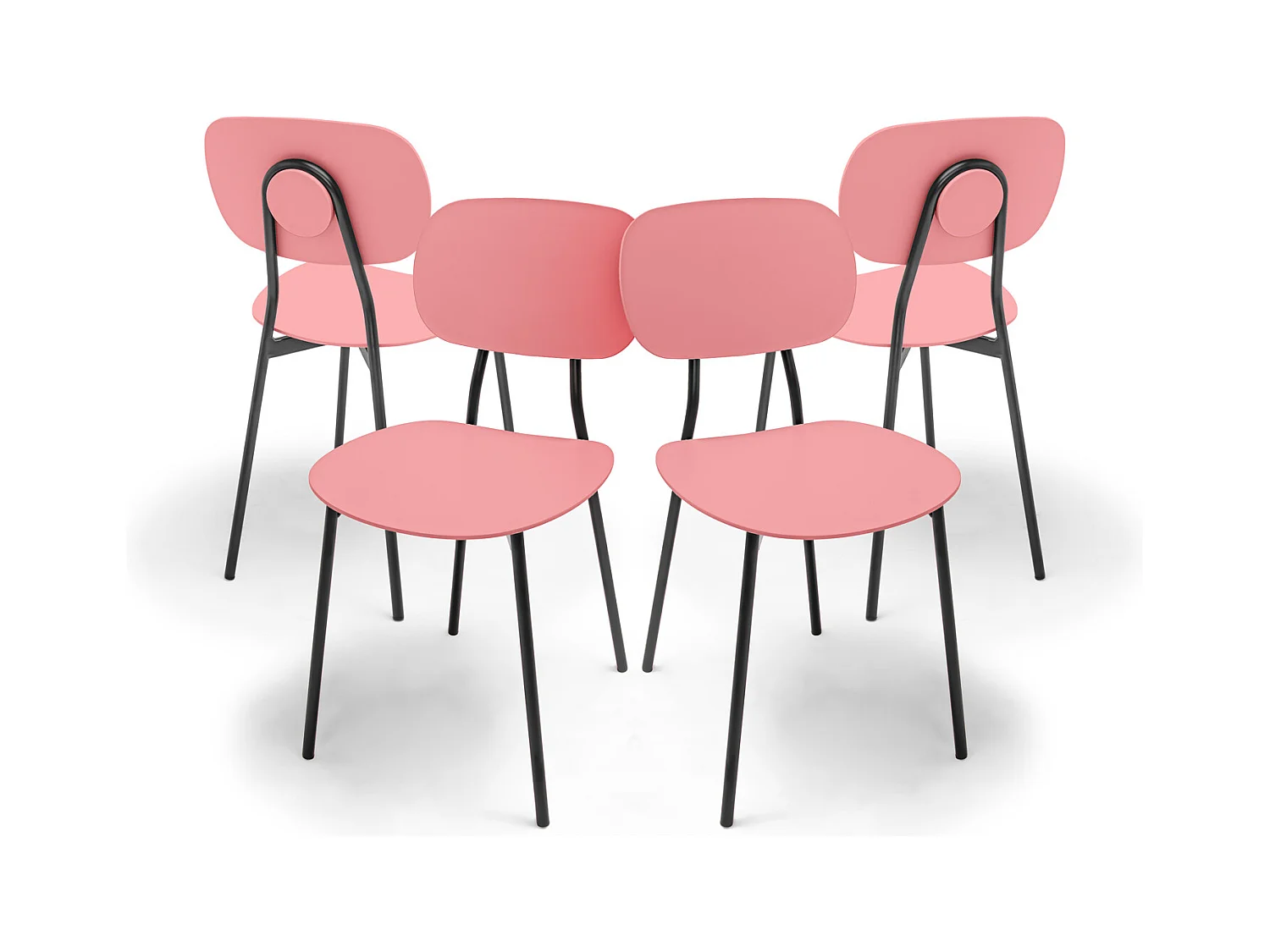 Fabriano - Set Di 4 Sedie Di Design In Ferro E Pp-Rosa