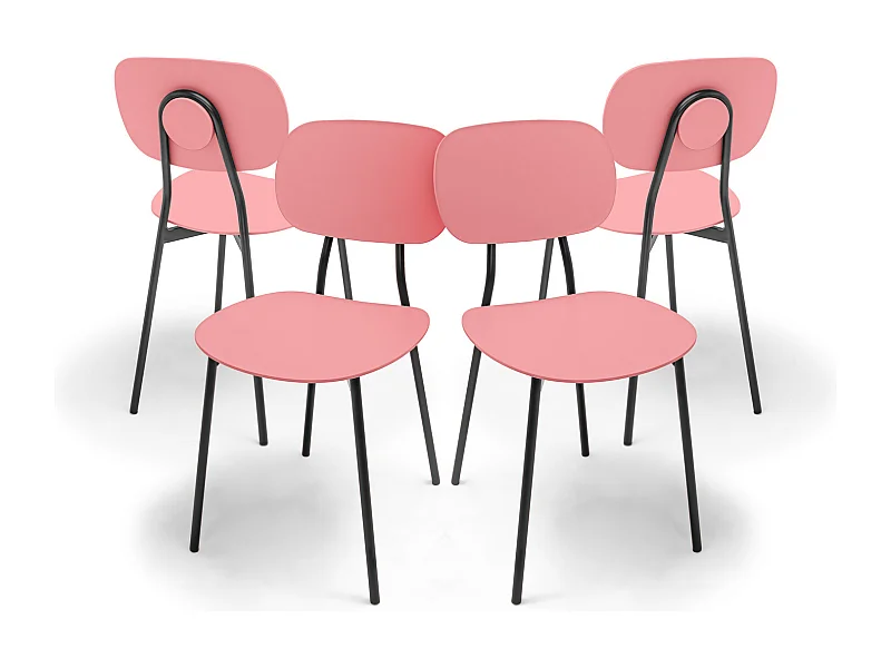 Fabriano - Conjunto de 4 cadeiras design em metal e PP, estilo moderno, cor elegante - cor rosa