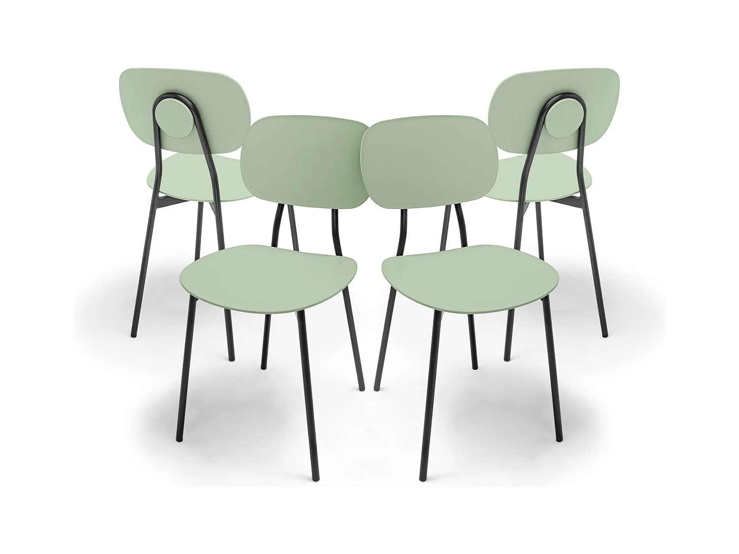 Fabriano - Lot de 4 chaises design en métal et PP, style moderne, couleur élégante - couleur verte