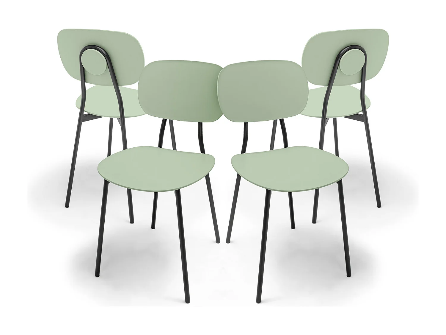 Fabriano - Set Di 4 Sedie Di Design In Ferro E Pp-Tè Verde