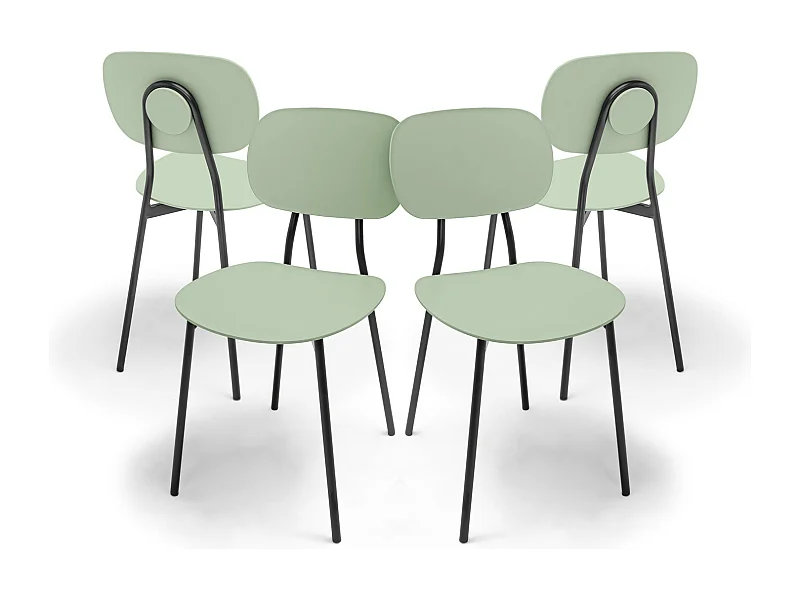 Fabriano - Set Di 4 Sedie Di Design In Ferro E Pp-Tè Verde
