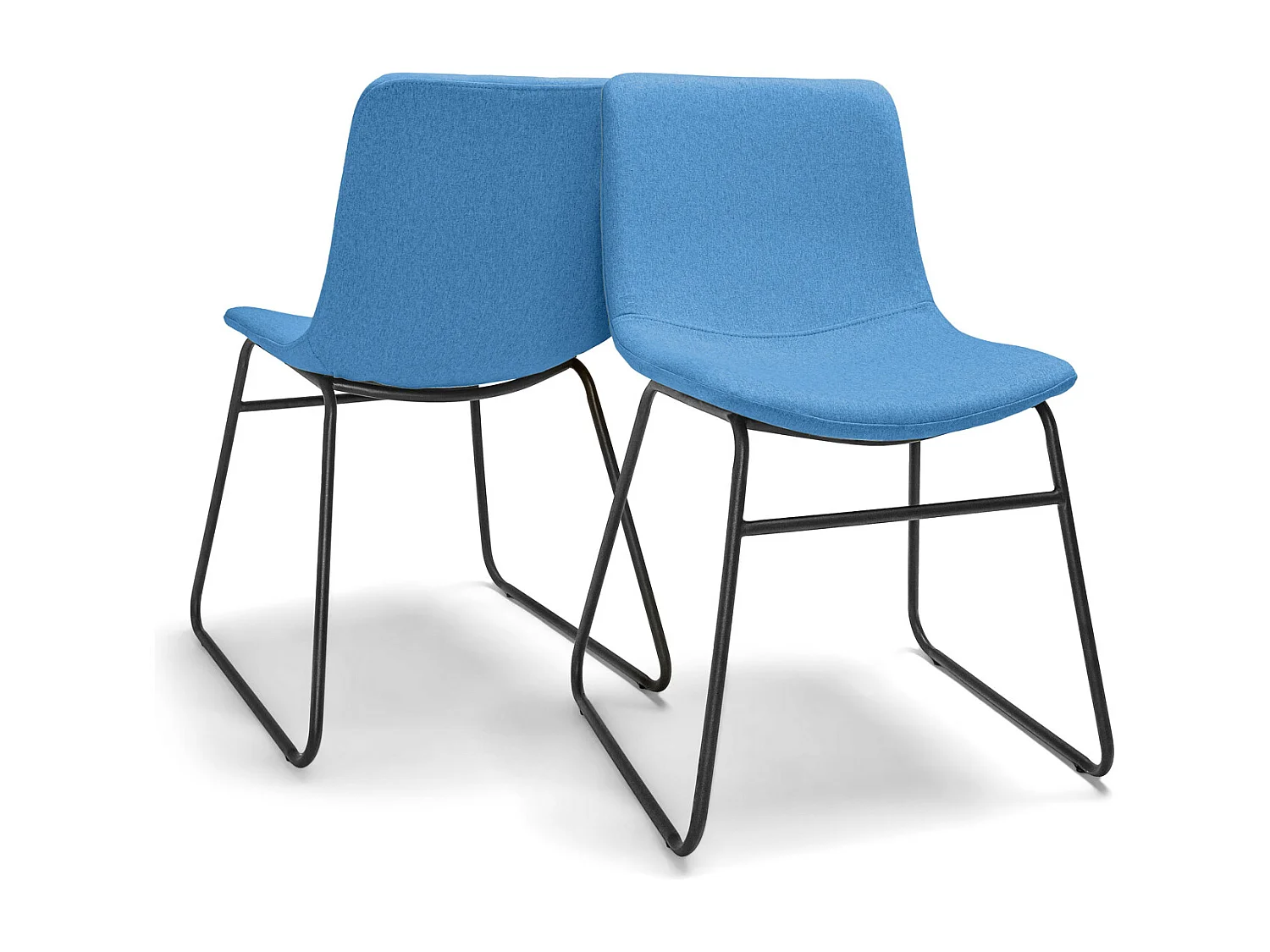 Tokyo - Conjunto de 2 cadeiras de linho e metal Design moderno. Conjunto de 2 cadeiras de jantar, escritório, estudo. Cor Amarelo Mostarda ou Azul Dodger