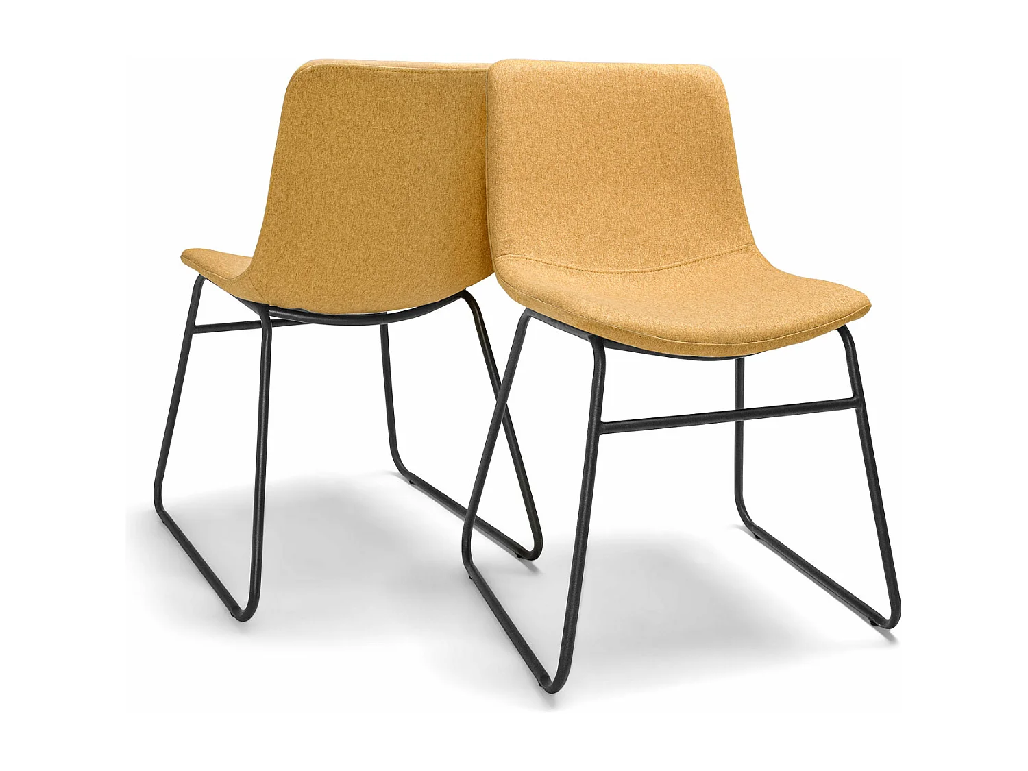 Tokyo - Conjunto de 2 cadeiras de linho e metal Design moderno. Conjunto de 2 cadeiras de jantar, escritório, estudo. Cor Amarelo Mostarda ou Azul Dodger