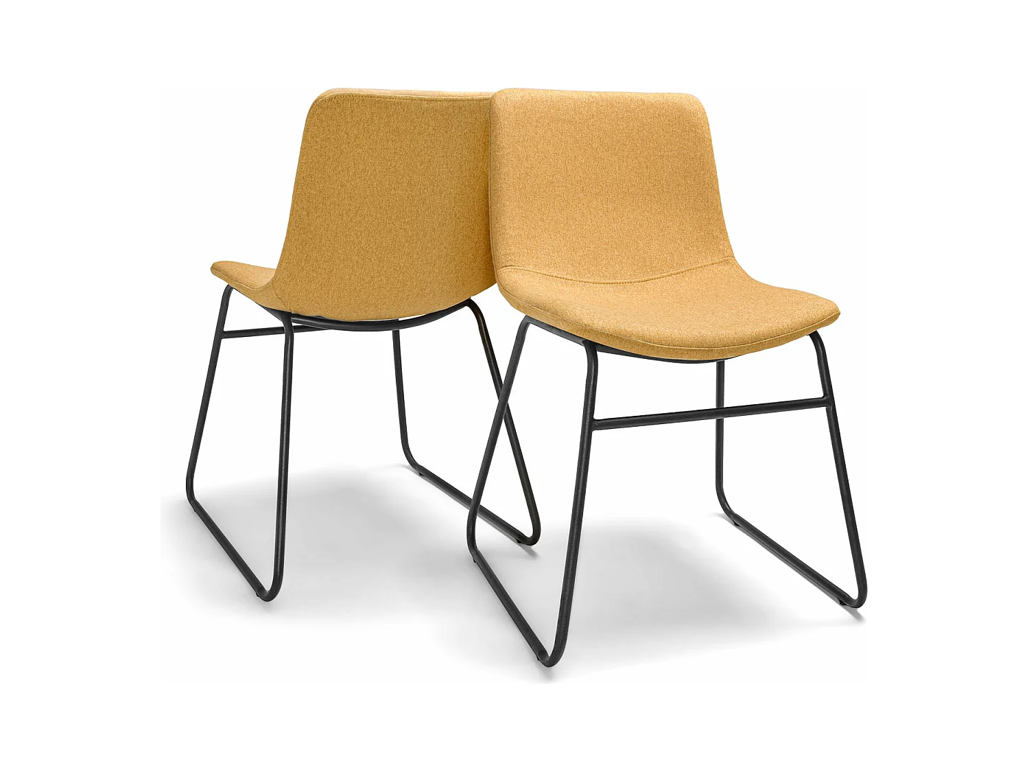 Tokyo - Ensemble de chaises de salle à manger en lin et métal au design moderne. Ensemble de 2 chaises à manger, bureau, studio