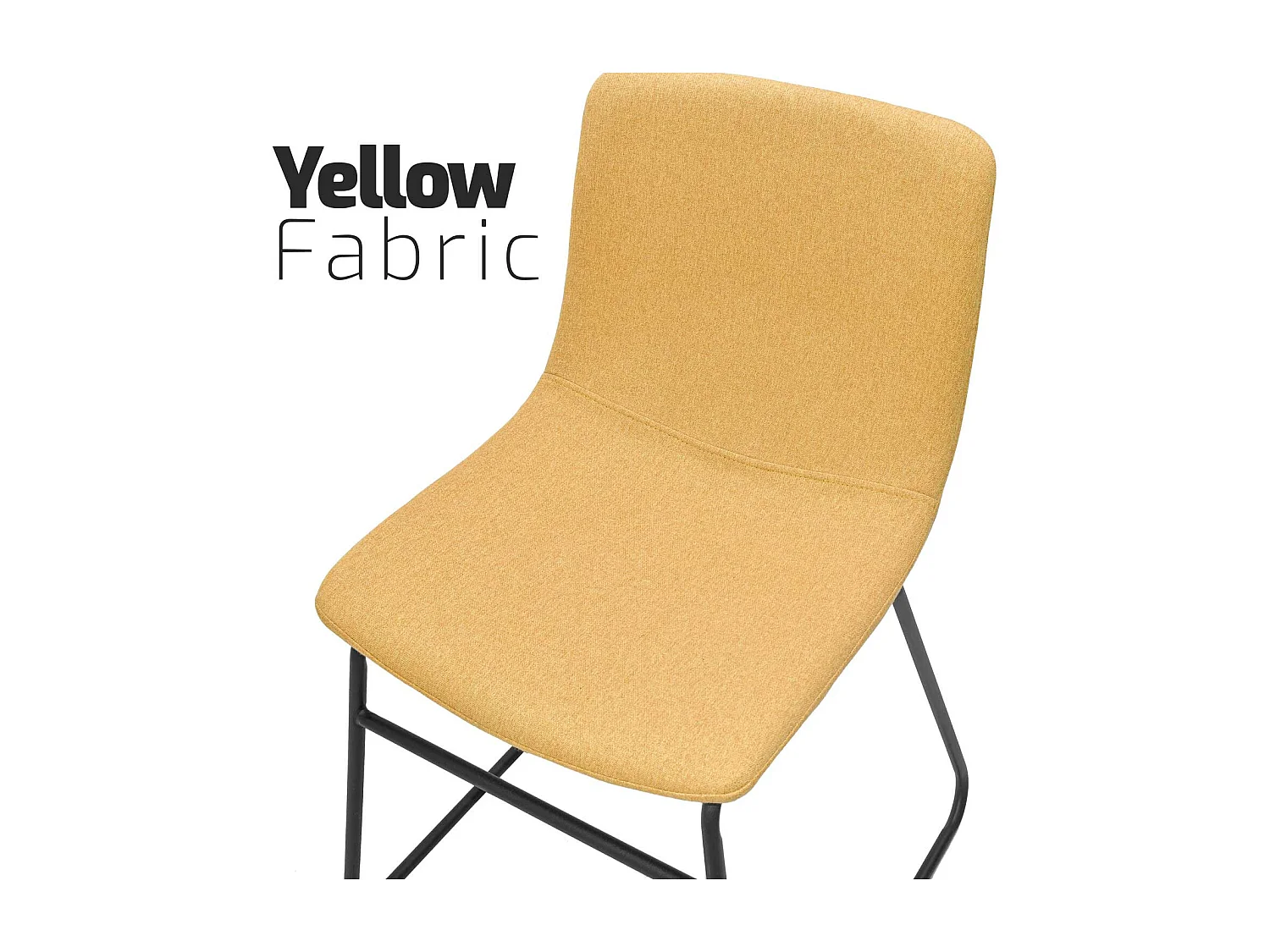 Tokyo - Conjunto de 2 cadeiras de linho e metal Design moderno. Conjunto de 2 cadeiras de jantar, escritório, estudo. Cor Amarelo Mostarda ou Azul Dodger