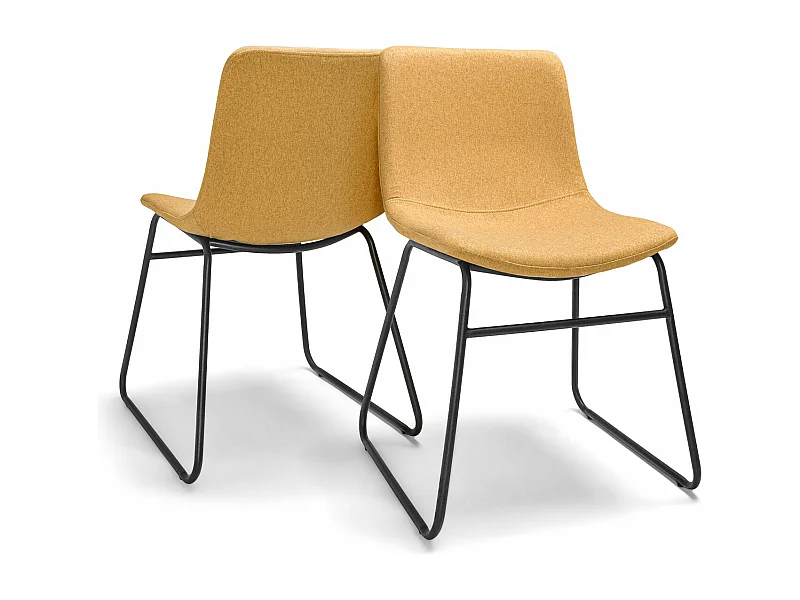 Tokyo - Conjunto de 2 cadeiras de linho e metal Design moderno. Conjunto de 2 cadeiras de jantar, escritório, estudo. Cor Amarelo Mostarda ou Azul Dodger
