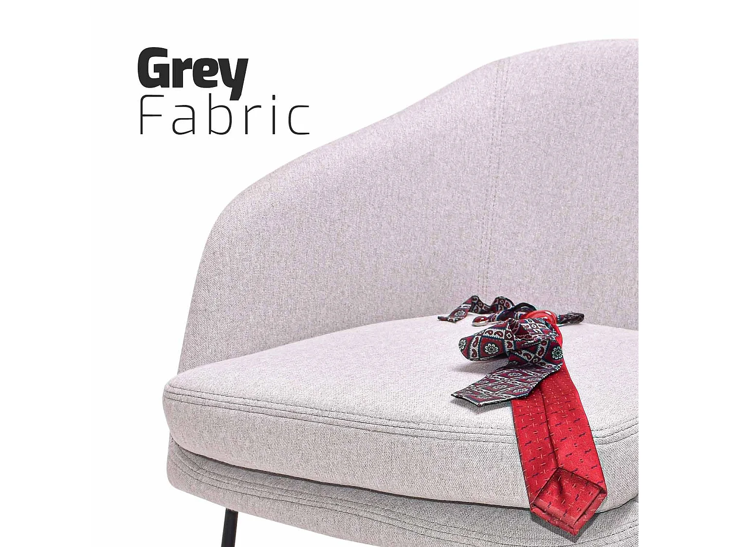 Oslo - Silla con reposabrazos en lino y metal. Silla de comedor, oficina, estudio, silla de lectura Estilo moderno. Color gris claro