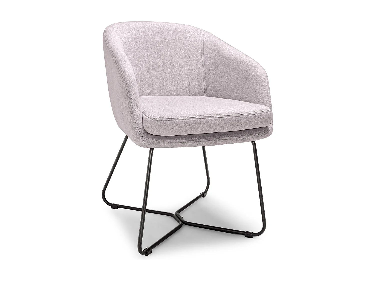 Oslo - Silla con reposabrazos en lino y metal. Silla de comedor, oficina, estudio, silla de lectura Estilo moderno. Color gris claro