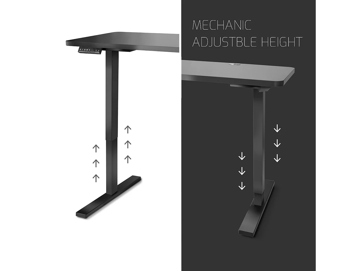 Frankystar - Secretária de pé Secretária eléctrica com tecnologia de motor duplo, prateleira estável com ajuste digital Preto