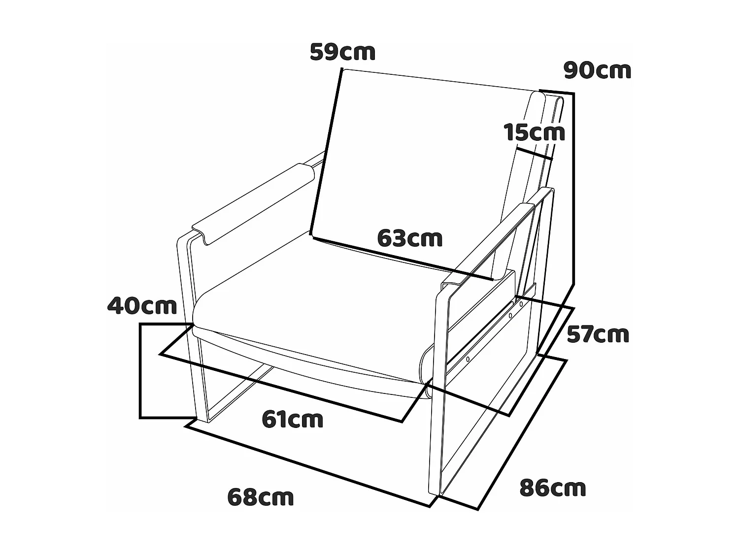 BRADFORD - Fauteuil design rétro en simili cuir