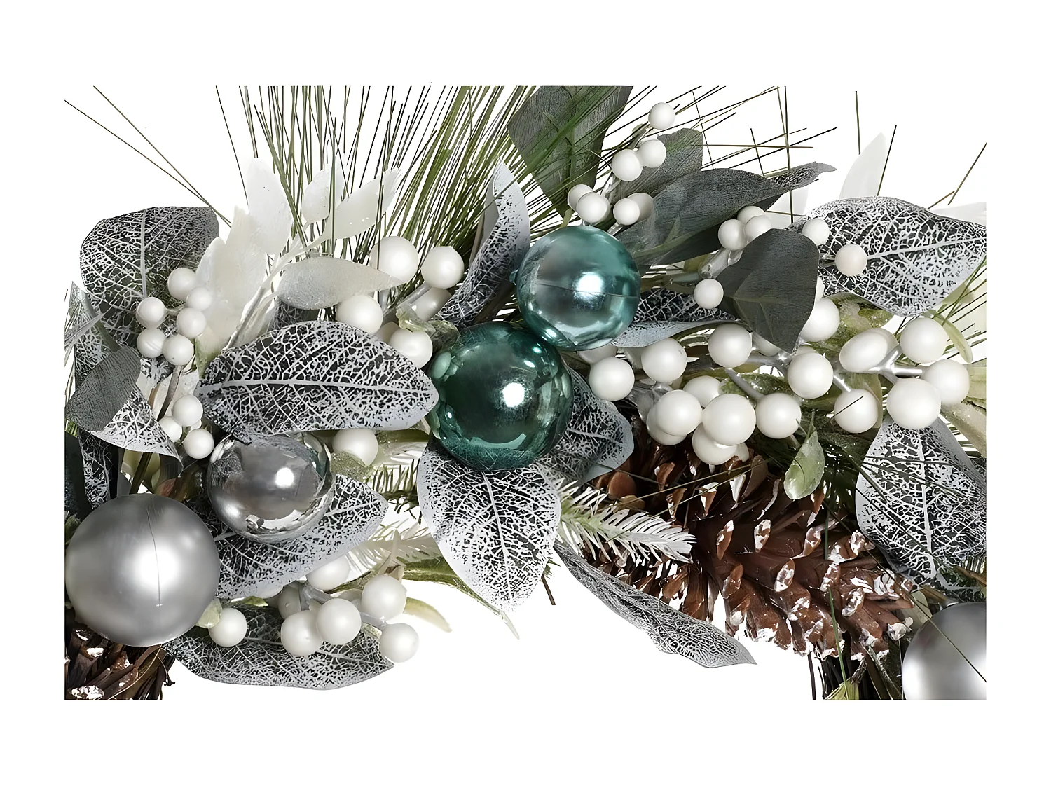 Coroa de Natal de parede azul prateada em PVC e rattan 60x60x12 cm, decoração festiva original