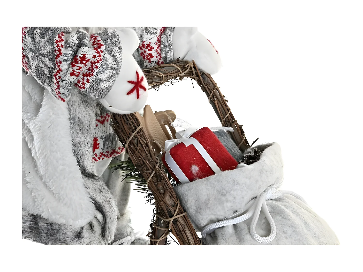 Décorations de Noël Père Noël gris bois Polyester(42x22x48cm)