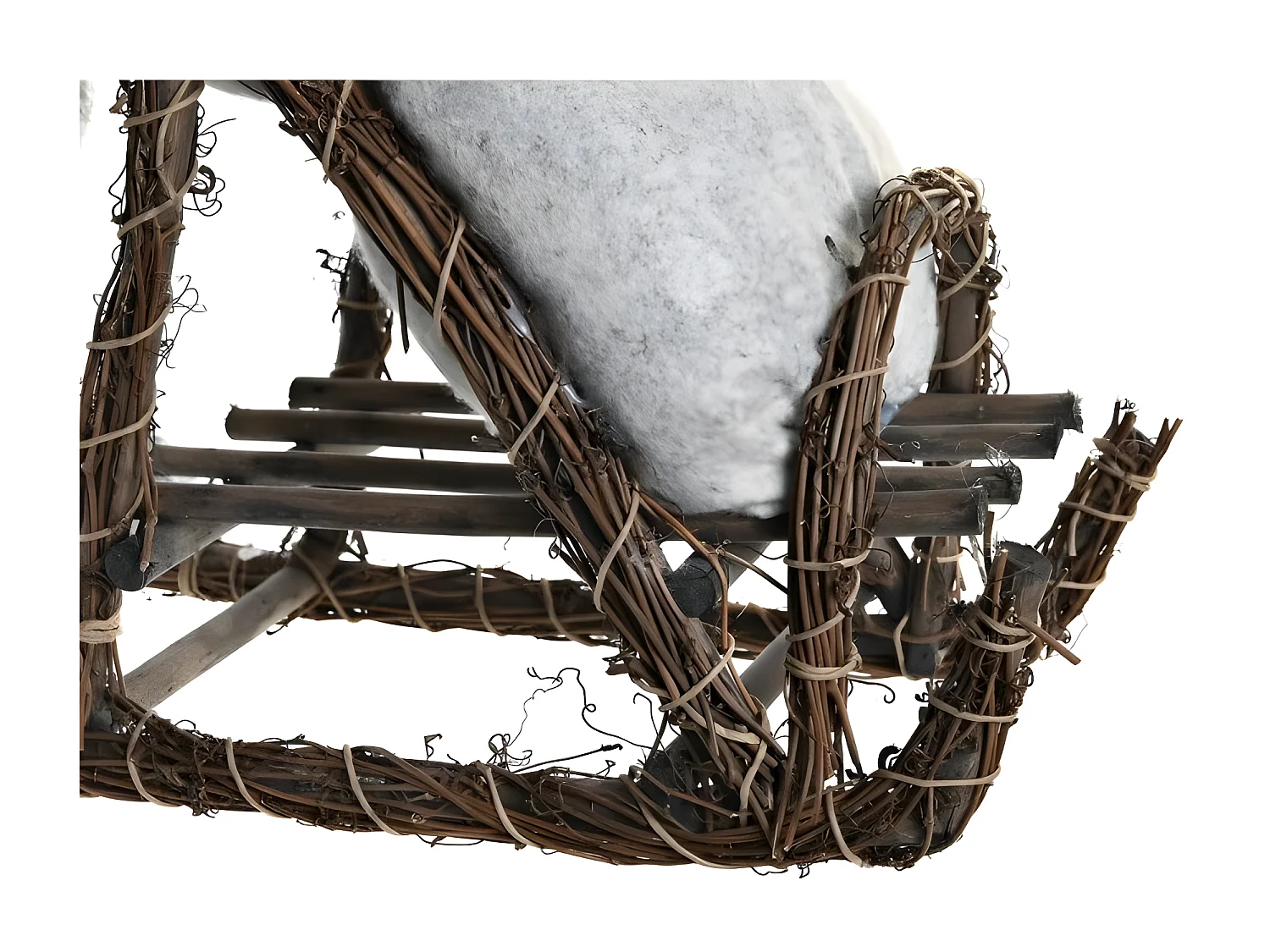 Decoração de Natal Papai Noel cinza em madeira e poliéster 42x22x48 cm, design original de trenó