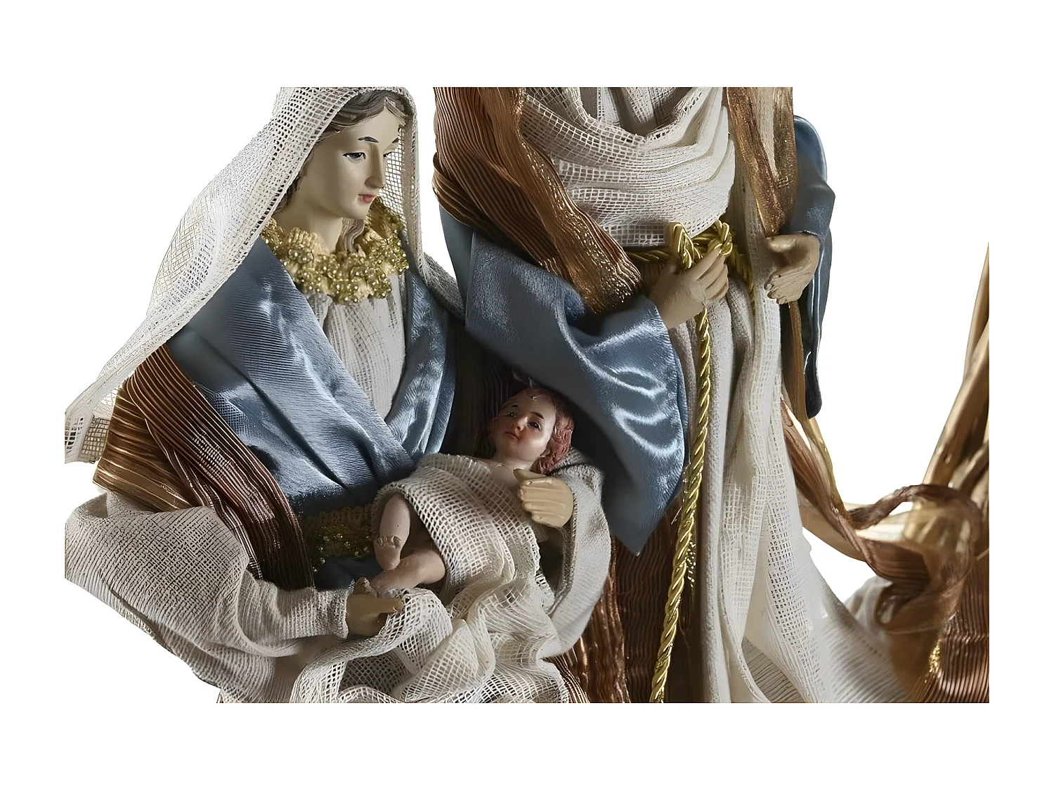 Crèche de Noël Bleu doré Polyester Couronne(30x5x30cm)