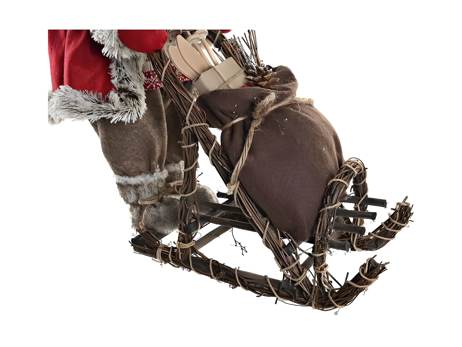 Figurine Décorative rouge gris bois Polyester Père Noël(42x22x48cm)