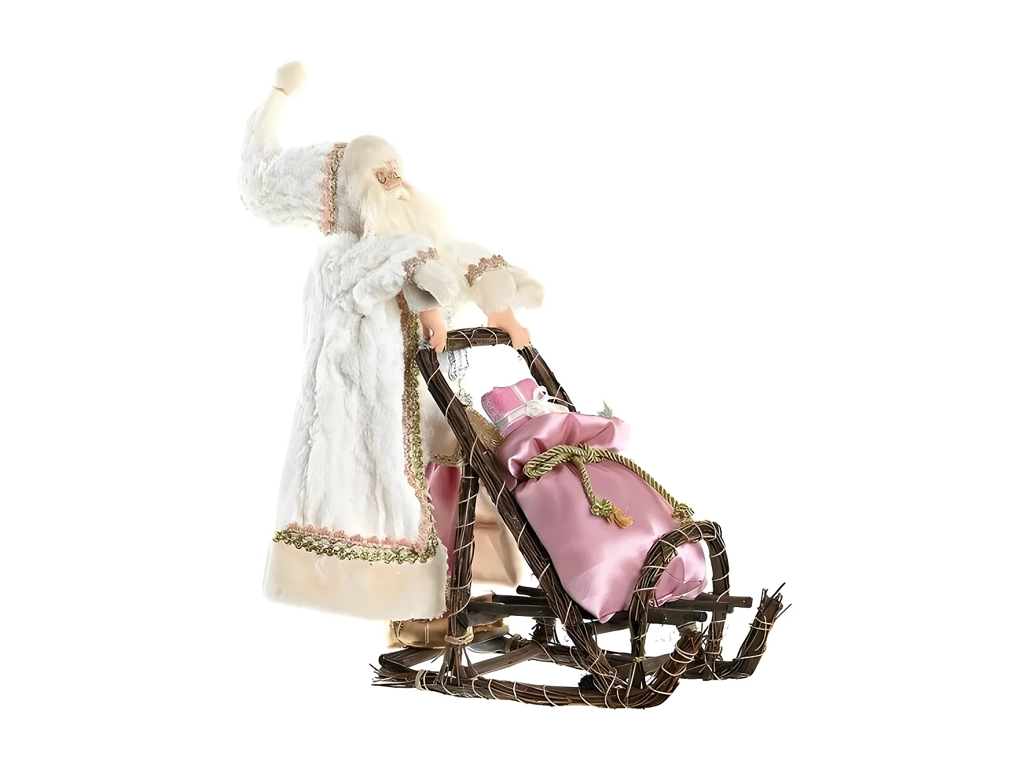 Figurine Décorative Père Noël Noël gris Rose bois 42x22x50cm