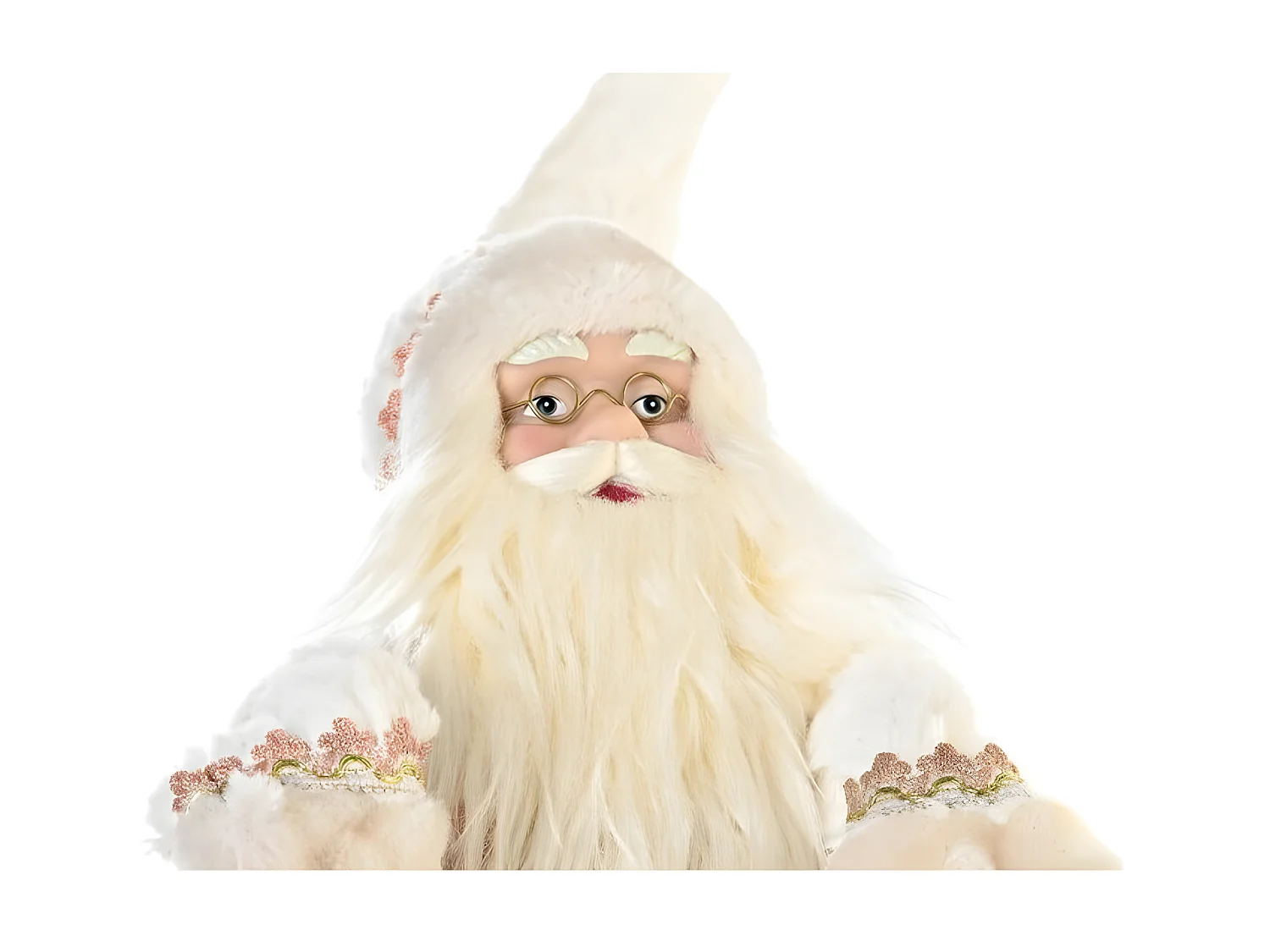 Figurine Décorative Père Noël Noël gris Rose bois 42x22x50cm