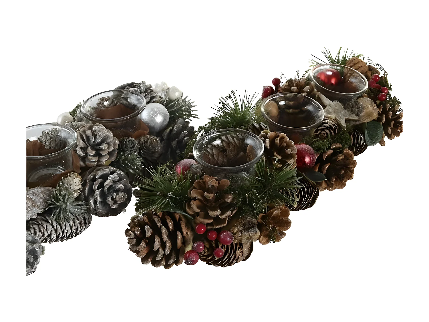 Bougeoirs de Noël DKD Home Decor Blanc Rouge Vert Verre 38 x 13 x 8,5 cm (2 Unités)