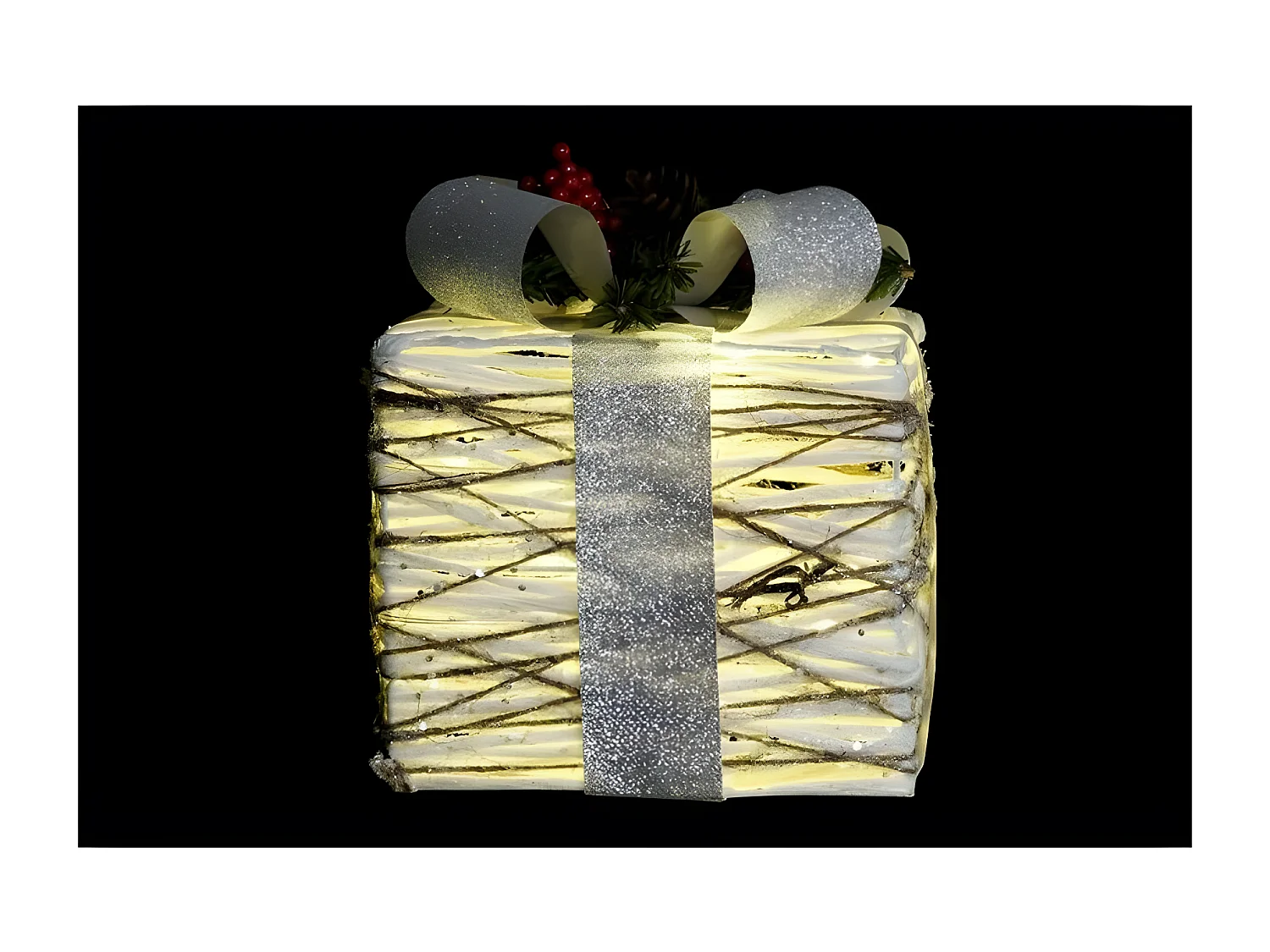 Set de boîtes décoratives blanc LED Rotin(25x25x28cm)