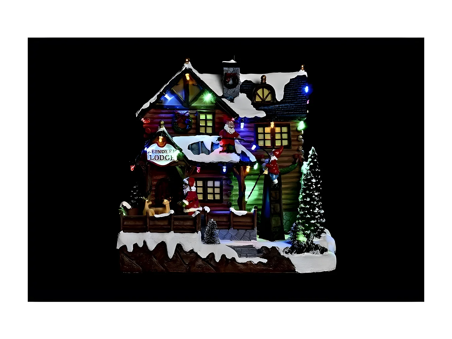 Décoration Mouvement Lumière LED Musical Résine Multicouleur(25,5x21x25cm)