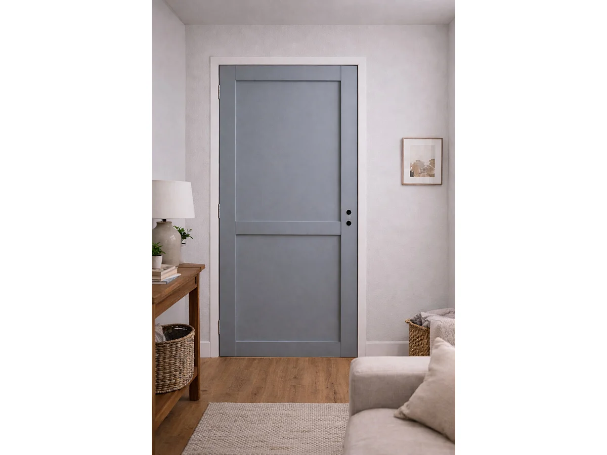 Bloc Porte Athena Gris Clair 2 Panneaux H204 X L73 Cm Côte Tableau P.droite Gd Menuiseries