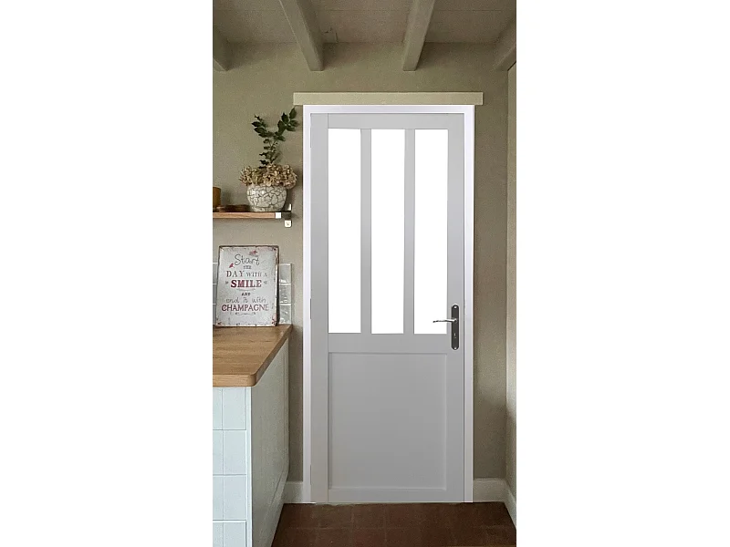 Bloc Porte Atelier Blanc H204 X L83 Poussant Droite Cotes Tableau Gd Menuiseries