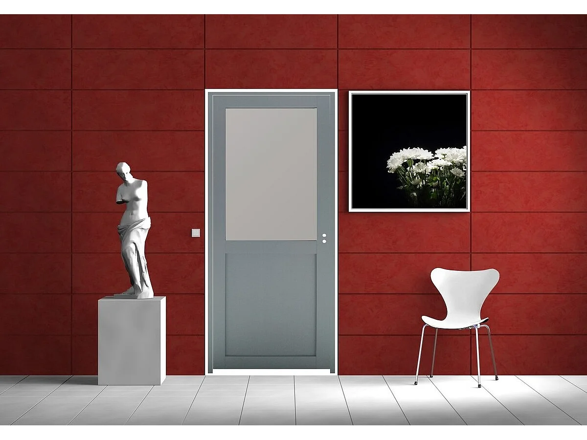 Gd Menuiseries Athena Ral7035 Glazen Deurblok H204 X L73 Linker Zijpaneel