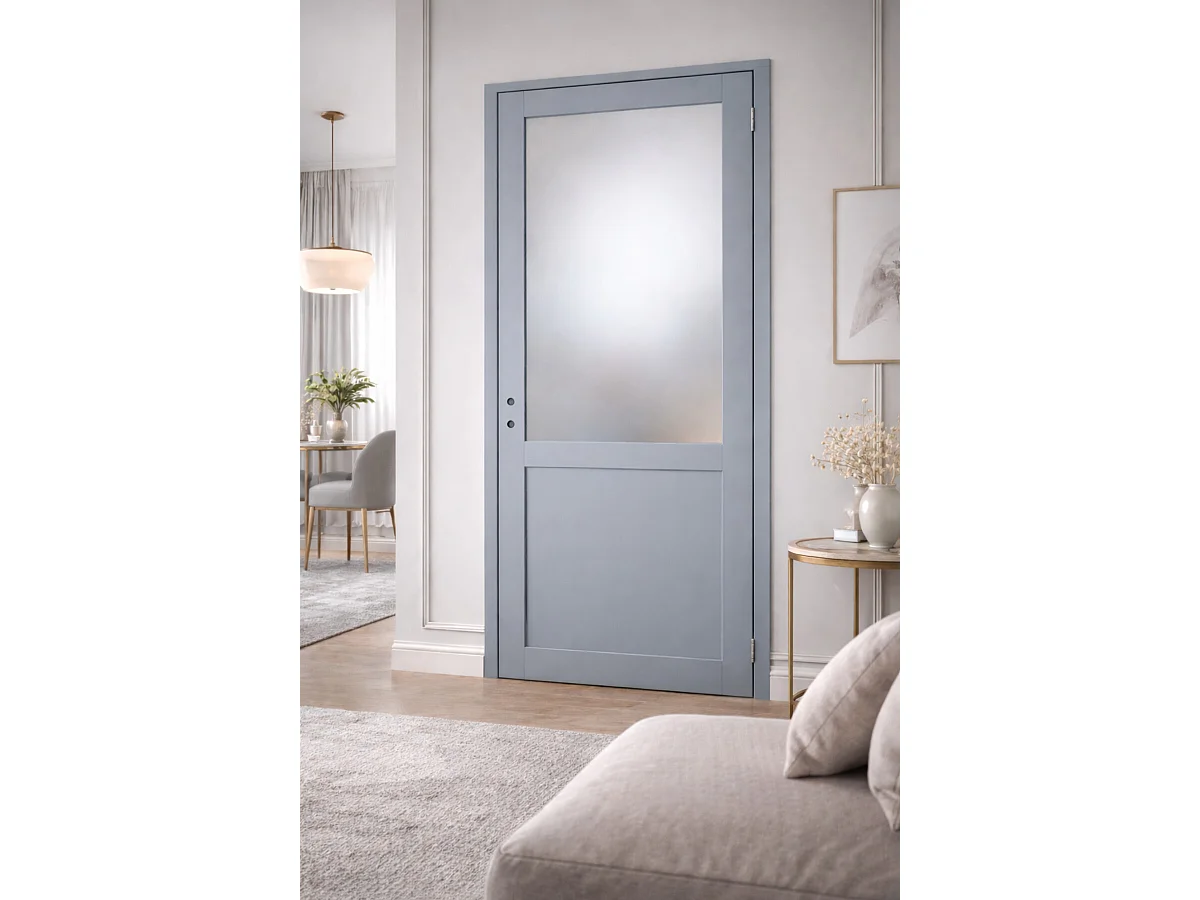 Bloc Porte Athena Ral7035 Vitrée H204 X L73 Côte Tableau P.gauche Gd Menuiseries
