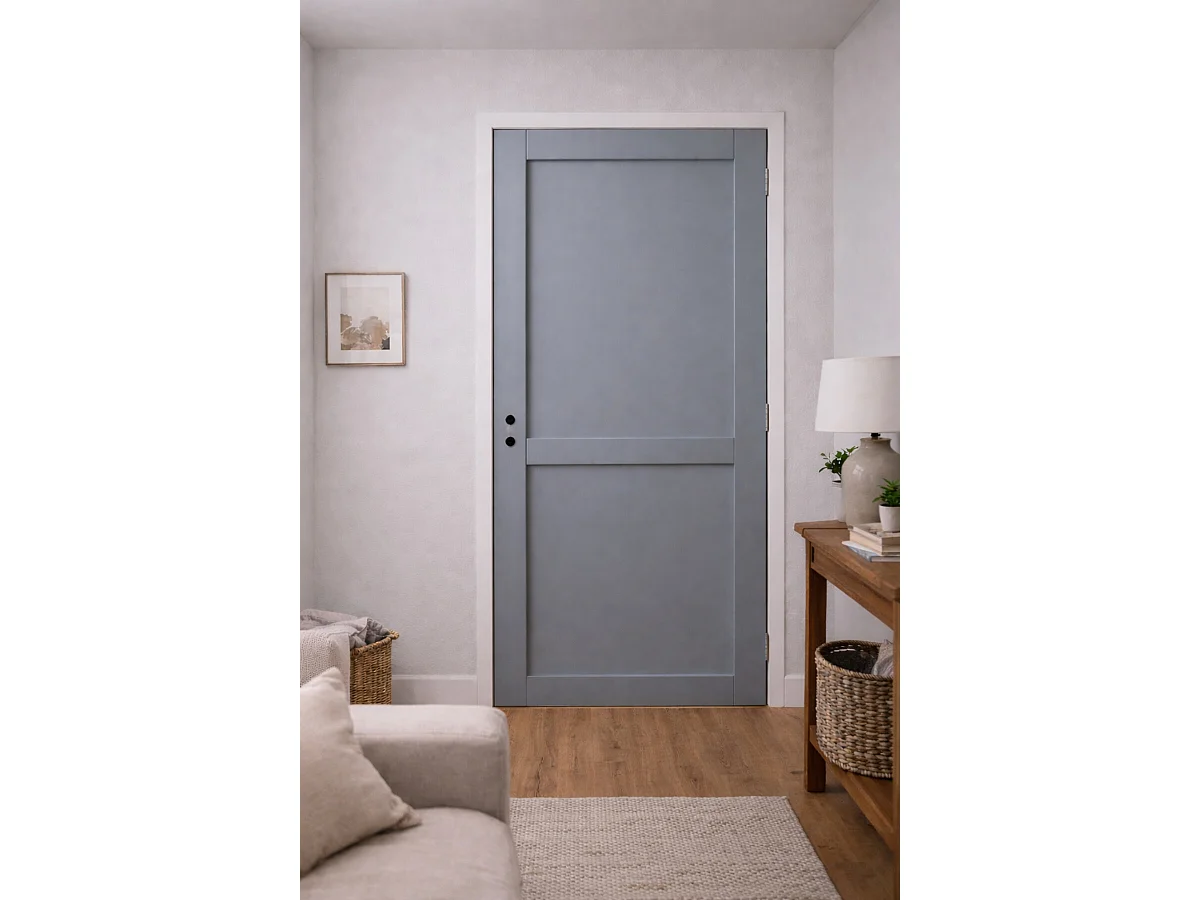 Bloc Porte Athena Gris Clair 2 Panneaux H204 X L73 Cm Côte Tableau P.gauche Gd Menuiseries