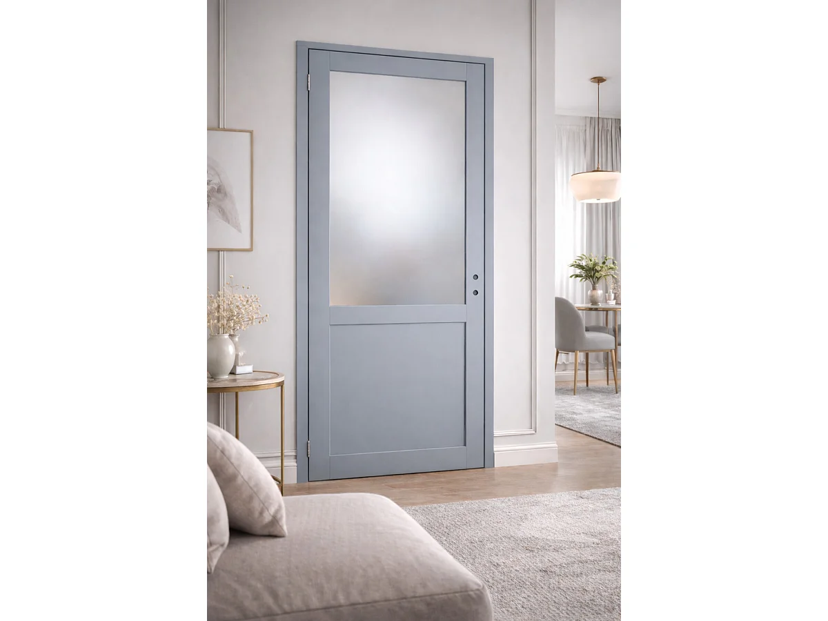 Bloc Porte Athena Gris Clair Vitrée H204 X L73 Cm Côte Tableau P.droite Gd Menuiseries