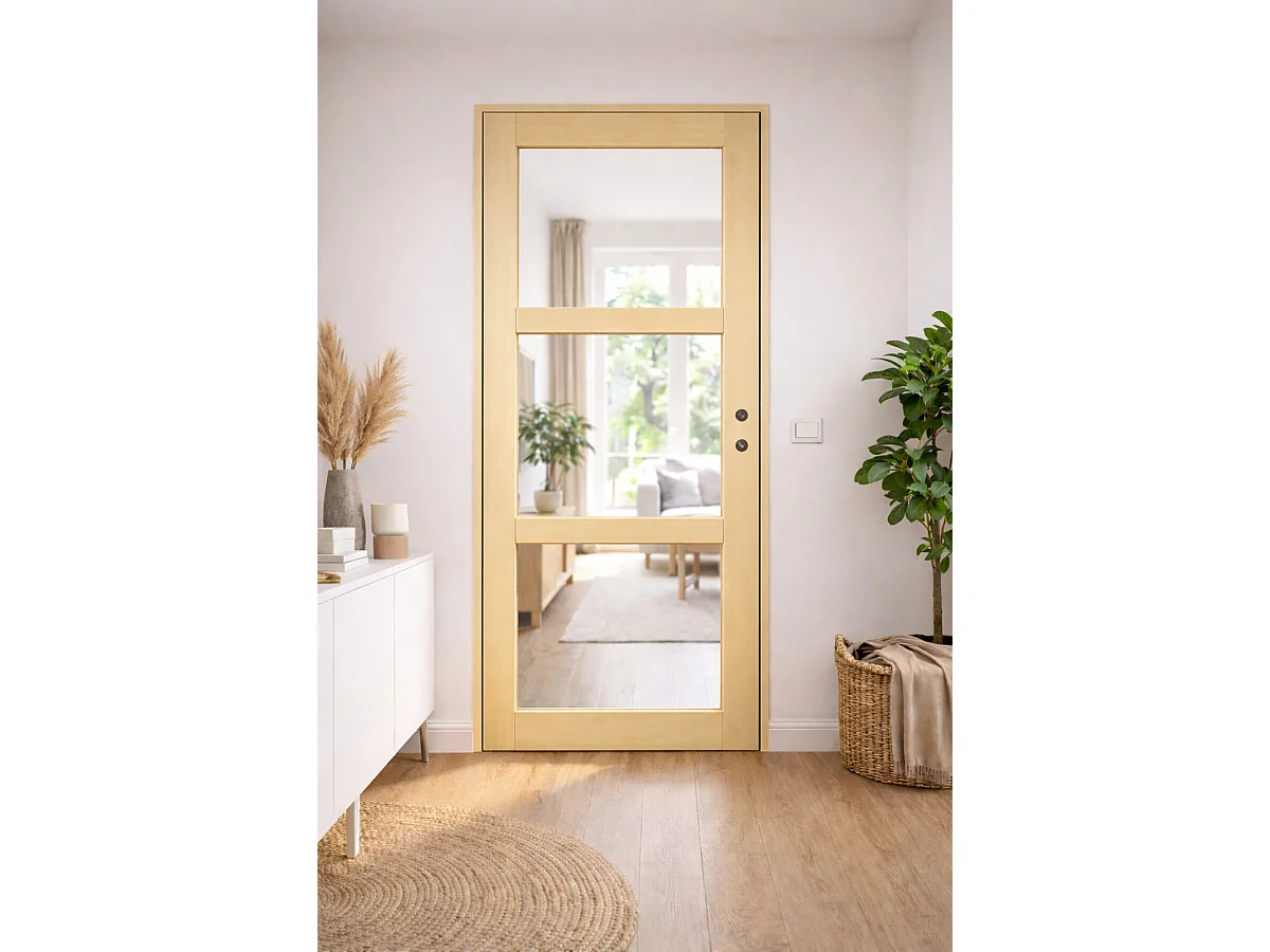 Blocco Porta Ayous Vetri Trasparenti H204 x L83 Tavolino Spinta Laterale Sinistro