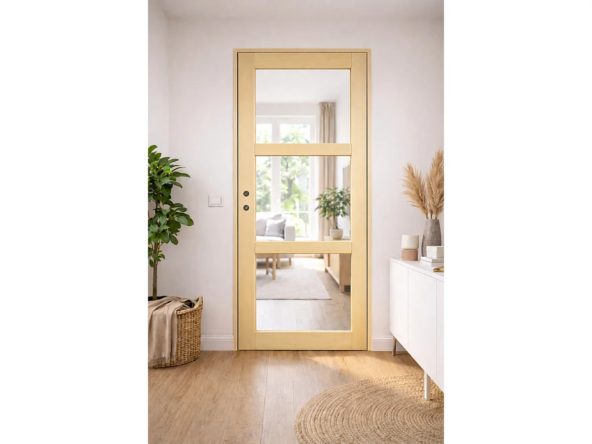 Blocco Porta Ayous Vetri Trasparenti H204 x L73 Tavolo Spingente Destro