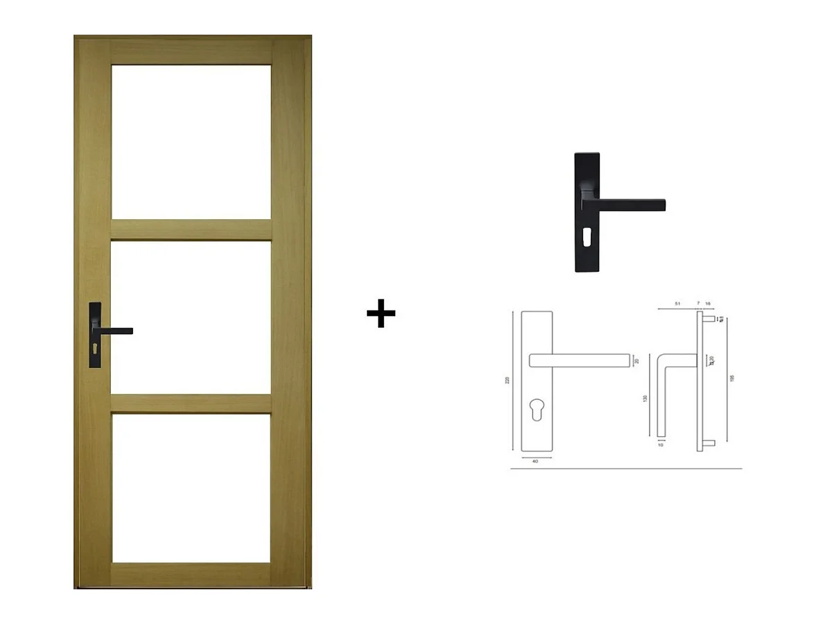 Bloc Porte Ayous Vitrage Transparent H204 X L73 Poussant Droite Cotes Tableau +poignee Gd Menuiseries