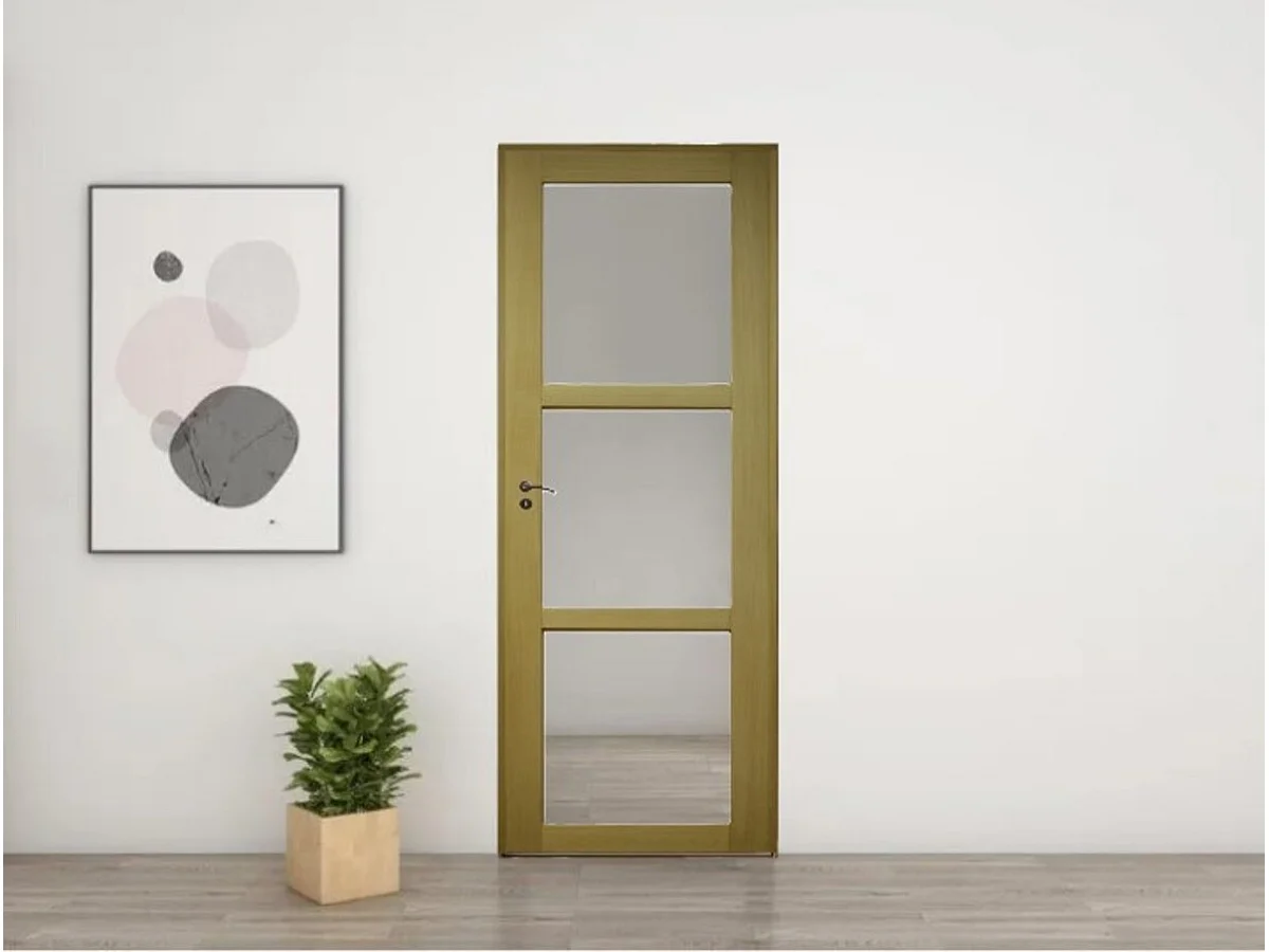 Bloc Porte Ayous Vitrage transparent H204 x L73 Poussant Droite Cotes Tableau +Poignee