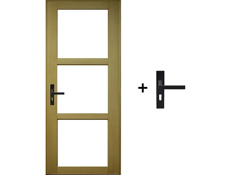 Bloc Porte Ayous Vitrage Transparent H204 X L83 Poussant Droite Cotes Tableau +poignee Gd Menuiseries