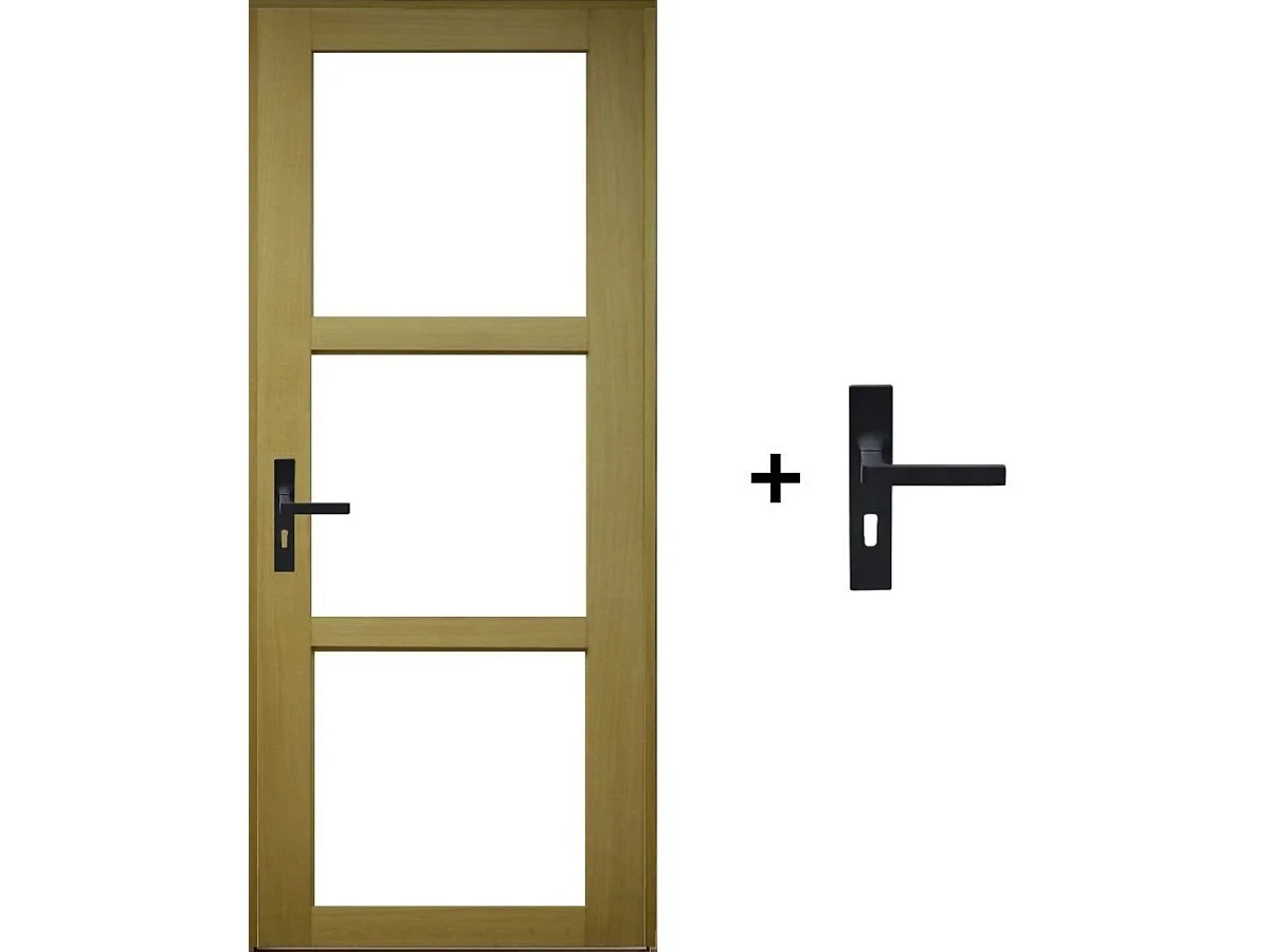 Bloc Porte Ayous Vitrage Transparent H204 X L83 Poussant Droite Cotes Tableau +poignee Gd Menuiseries