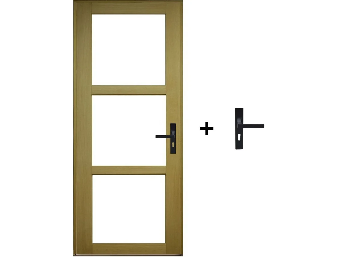 Bloc Porte Ayous Vitrage Transparent H204 X L73 Poussant Gauche Cotes Tableau +poignee Gd Menuiseries