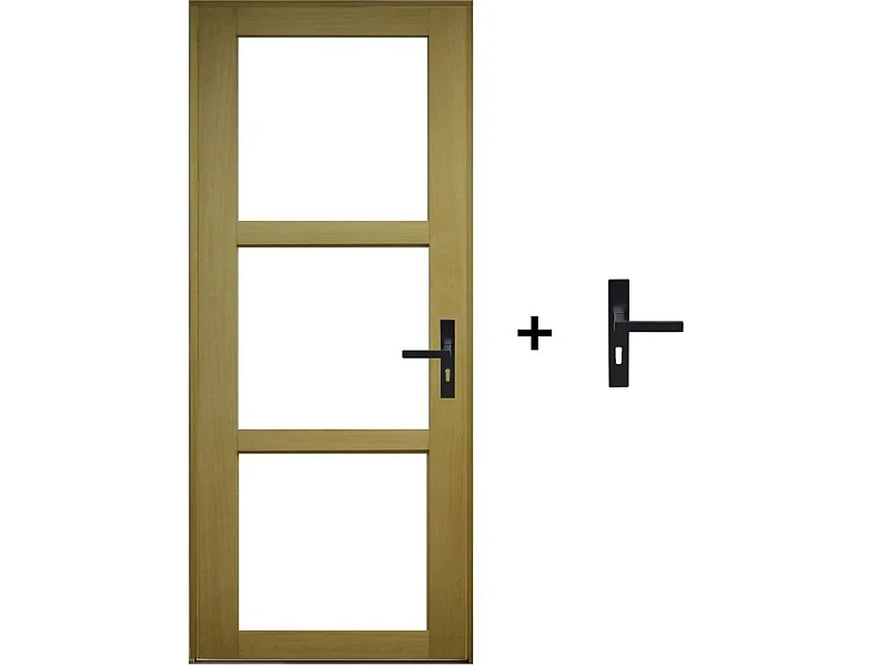 Bloc Porte Ayous Vitrage Transparent H204 X L73 Poussant Gauche Cotes Tableau +poignee Gd Menuiseries